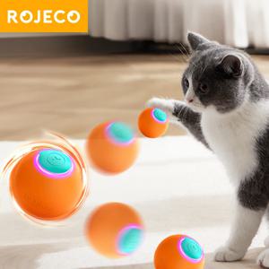 ROJECO 고양이 장난감, 스마트 인터랙티브 고양이 바운싱 볼, 자동 롤링 볼 훈련, 자가 이동 전기 장난감, 개 애완 동물 액세서리