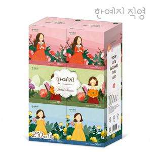 한예지 캐릭터 Mini 천연펄프 미용티슈 250매 6입