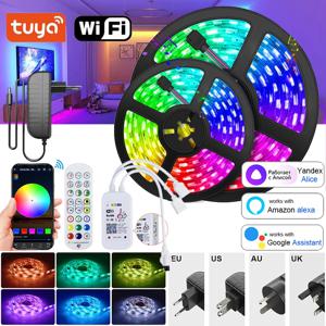 블루투스 와이파이 RGB LED 테이프, 방 LED 스트립 조명, 스마트 리모컨, 50ft LED 리본 스트립, 100ft LED 조명, 크리스마스, 12V