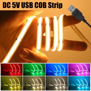 USB COB 스트립 TV 백라이트 유연한 리본 로프 LED 스트립, 캐비닛 조명 램프, DC 5V, 320LED/M 핑크, 레드, 화이트, 아이스 블루, 옐로우