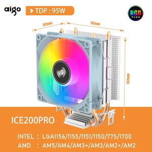 Aigo Air CPU 쿨러 2 히트 파이프 라디에이터, 무소음 3 핀 PWM 팬, 인텔 1150 1155 1156 1366 AM3 + AM4 AMD용 저소음 환풍기