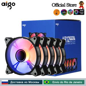 Aigo-ar12 pro 컴퓨터 케이스 팬 PC 120mm rgb 팬, 4 핀 PWM CPU 냉각 팬 3 핀 5v 무제한 공간 argb 12cm ventilador