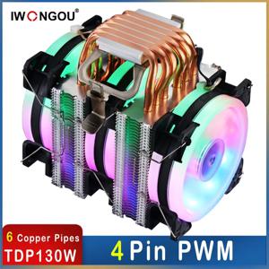 IWONGOU CPU 쿨러, 인텔 Lga1700 1200 AM4 허리케인 냉각 CPU 선풍기, 6 히트 파이프, 4 핀 PWM 에어 쿨러 x99