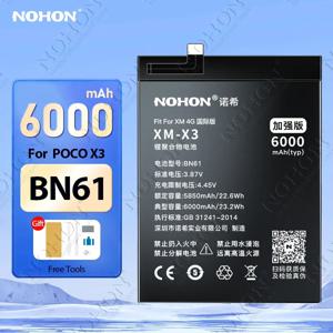 NOHON BN61 배터리, 샤오미 포코 X3 X4 GT F4 F3 F2 M5 M4 M3 프로 C40 레드미 K50 K40 K30 노트 11 10 9 배터리, BM4Y BN57 BP48