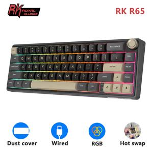 RK Royal Kludge 개스킷 유선 기계식 키보드, RGB 백라이트 핫 스왑 게이머 키보드, MDA PBT 키캡 포함, 66 키 65%, R65