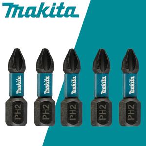 Makita 오리지널 임팩트 타입 비트 PH2 25mm 고경도 전기 스크루 드라이버, 블랙 공구 부품 2-5 개