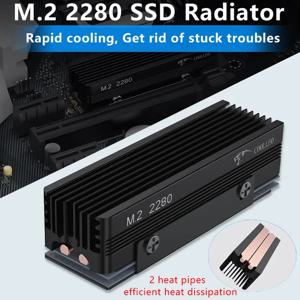 COOLLEO M.2 2280 SSD 방열판, M.2 NVMe 2280 SSD 쿨러용 솔리드 스테이트 드라이브 라디에이터, 14.8W/MK 열 패드, 2 히트 파이프