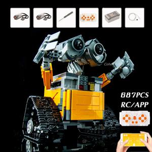 WALL E Pixar 귀여운 RC 로봇 Wall-E 드로이드 만화 피규어 모델 빌딩 블록 브릭, DIY 장난감 선물, 아이, 687 개