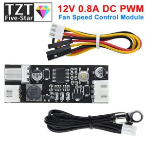 온도 제어 속도 컨트롤러 섀시 컴퓨터 소음 감소 모듈, 단일 12V 0.8A DC PWM 2-3 와이어 선풍기, NTC B 50K 3950