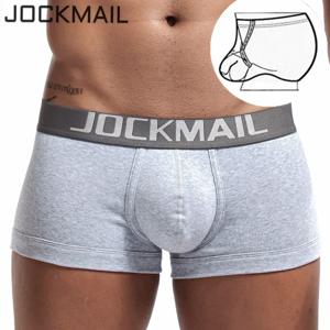 JOCKMAIL 남성 복서 속옷, 섹시한 코튼 Cuecas 복서 U 볼록 파우치 링 게이 속옷, 남성 소년 속옷 슬립