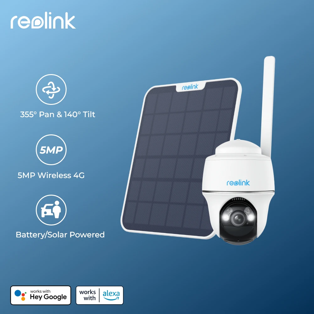 Reolink 2K 4G LTE 배터리 카메라, 5MP PIR 모션 캠, AI 동물 감지, 양방향 오디오, 야외 보안 카메라, 태양 전지 패널 포함