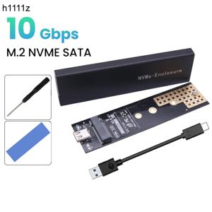 듀얼 프로토콜 M2 SSD 케이스 인클로저, NVMe SATA NGFF M.2 SSD 박스, USB 3.1, 외장 하드 드라이브 M/B + M 키 M.2 SSD RTL9210B, 10Gbps