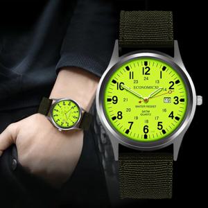 Reloj Hombre 남성용 스포츠 시계, 나일론 스트랩, 자동 날짜 쿼츠 손목시계, 빛나는 손, 녹색 패션