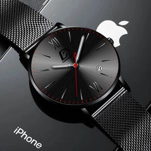 Reloj Hombre 남성용 럭셔리 시계, 스테인레스 스틸 메쉬 벨트 쿼츠 손목시계, 남성용 가죽 달력 야광 시계