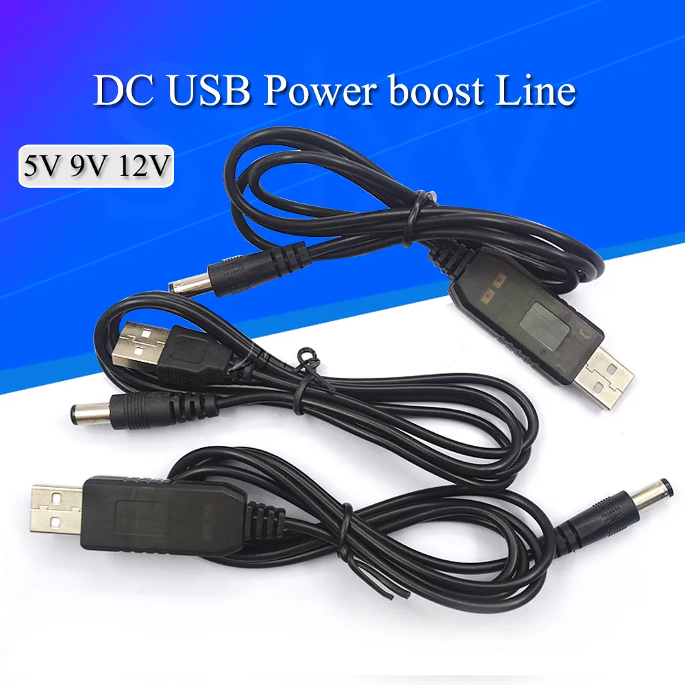 USB 전원 부스트 라인 DC 5V to DC 9V, 12V 스텝 업 모듈, USB 컨버터 어댑터 케이블, 2.1x5.5mm 플러그