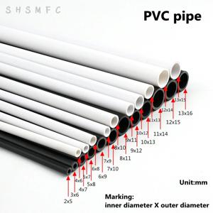 PVC 파이프 물고기 탱크 수족관 튜브 정원 관개 급수 피팅 DIY, 길이 50cm, 외경 5 ~ 16mm, 흰색과 검정색, 2 개