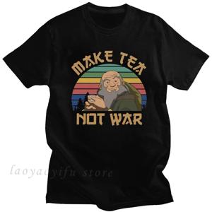 Funny Avatar The Last Airbender 티셔츠 여성 남성 캐주얼 반팔 탑 Iroh Make Tea Not War Tee 대형 티셔츠 남성 의류