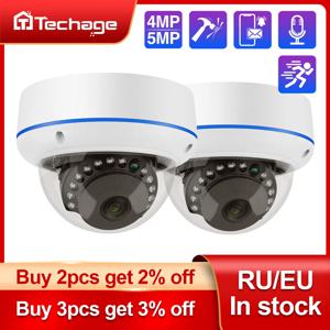 Techage 실내 돔 단방향 오디오 파손 방지 유리, IPC P2P 비디오 CCTV 보안 감시, POE IP 카메라, H.265, 4MP, 5MP, 48V