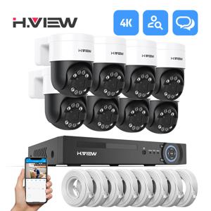 H.view 8Ch 4K 5MP 8MP CCTV 보안 카메라 시스템, Ptz 홈 비디오 감시 키트, 야외 Ip 카메라 휴머노이드 감지