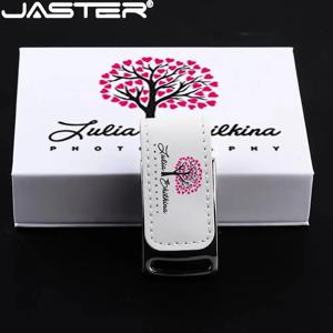 JASTER USB 2.0 플래시 드라이브 128 기가 바이트 컬러 인쇄 패션 펜 드라이브 64 기가 바이트 화이트 가죽 상자 메모리 스틱 비즈니스 선물 U 디스크