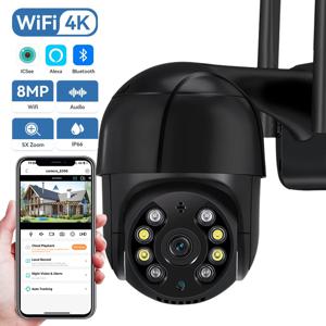 야외 무선 보안 CCTV 카메라, 8MP PTZ 와이파이 IP 카메라, 4K HD 5MP 감시 카메라, ICSee 4X 디지털 줌, H.265, 1080P