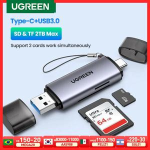 UGREEN-카드 리더 USB 3.0 및 c형 SD 마이크로 SD TF 카드 리더, PC 노트북 액세서리 스마트 메모리 카드 리더 SD 카드 리더