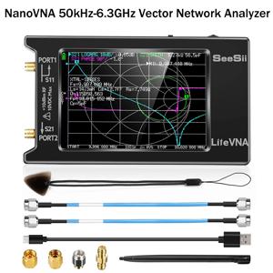 업그레이드된 나노VNA 벡터 네트워크 안테나 분석기, 50kHz-6.3GHz, 4 인치 측정 S 파라미터 HF VHF UHF SWR 상 딜레이 스미스 차트