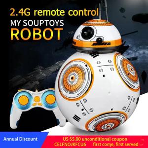 RC 로봇 원격 제어 사운드 액션 피규어 업그레이드, 지능형 BB8 볼 드로이드 로봇 BB-8 모델, 어린이용 장난감, 2.4G