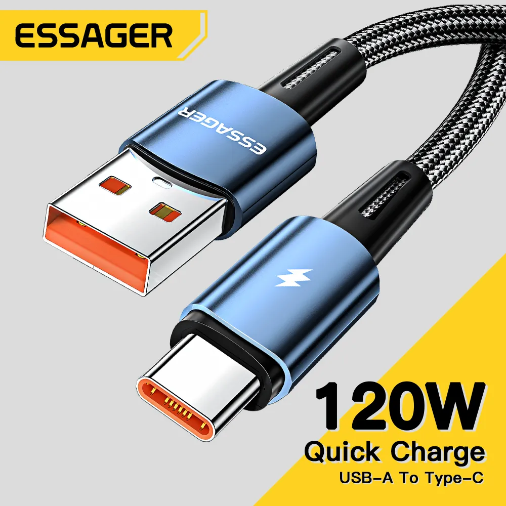 Essager-120W 초고속 충전 타입-C 67W 케이블 고속 충전 USB 케이블 6A, 샤오미 12Pro 레드미 K50 노트 11Pro 블랙 샤크 5Pro 용