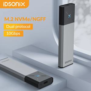 IDsonix SSD 케이스, M.2 NVMe SATA 인클로저, 듀얼 프로토콜 케이스, NVME PCIE NGFF SATA 외장 하드 드라이브 박스, 노트북용 지지대 UASP