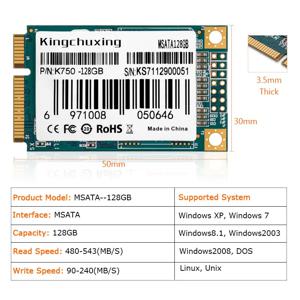 Kingchuxing SSD MSATA SATA 내장 솔리드 스테이트 드라이브, 데스크탑 노트북용 고성능 하드 드라이브, 64GB, 128GB, 256GB, 512GB