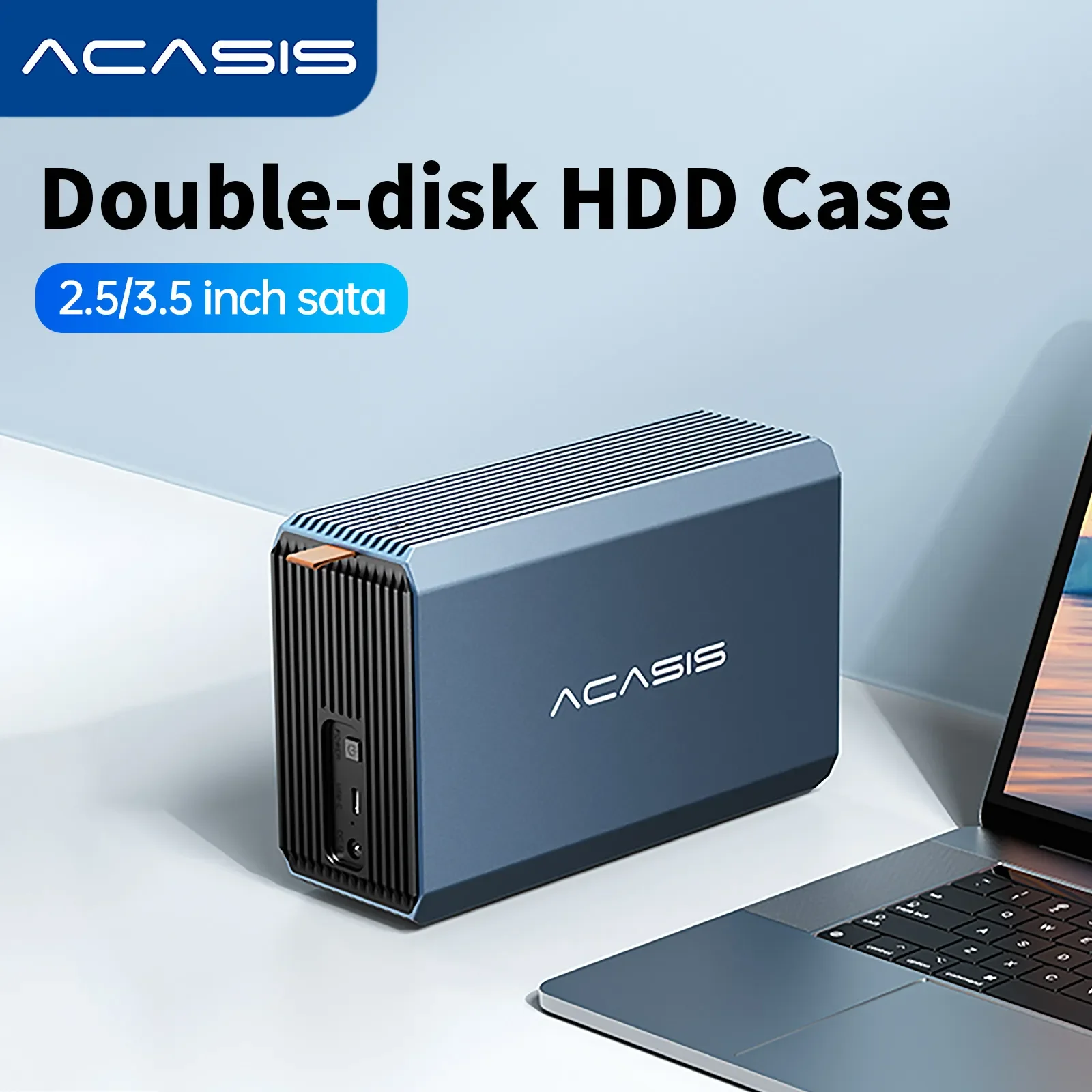 Acasis HDD 케이스, 듀얼 베이 외장 하드 드라이브 인클로저 케이스, HD 어레이 SATA에서 USB 하드 디스크 어레이, RAID 기능 포함, 3.5 인치