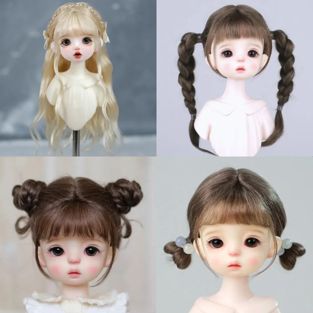 포니테일 곱슬 소프트 모헤어 가발, 30cm 인형 앞머리, 1/6BJD 인형 가발 장난감 액세서리, 6-7 인치 머리에 적합