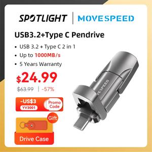 MOVESPEED 1000 MB/s 솔리드 스테이트 펜 드라이브, USB3.2 Gen 2 Type C 플래시 드라이브, 1TB 512GB 256GB 128GB 펜드라이브, PC 스마트폰 태블릿용