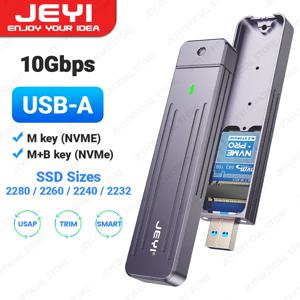 JEYI 직접 부착 M.2 NVMe 인클로저, USB-A 플러그 USB 3.2, 10Gbps 인라인 알루미늄 2242 2280 SSD 케이스, 자석 보호 케이스 포함