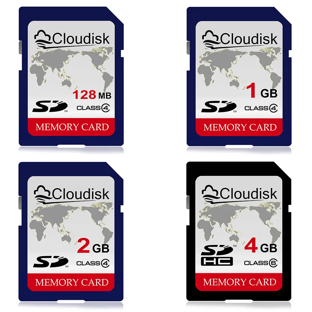 Clouddisk 카메라용 SD 카드, 클래스 6, 4GB, 월드 맵 클래스 4, 2GB, 1GB, 128MB 메모리 카드