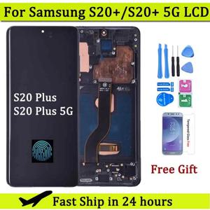 삼성 S20 플러스용 AMOLED LCD 디스플레이, 프레임이 있는 터치 스크린, 삼성 S20 + 5G G985F/DS G986B LCD 디스플레이, 6.7 인치