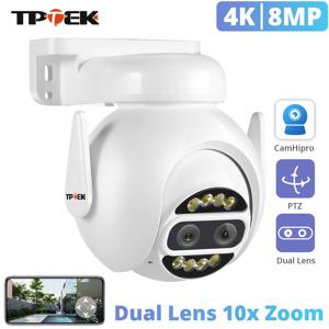 IP 카메라 야외 감시 보안 CCTV 비디오 CamHipro Camara, 와이파이 PTZ 8MP, 4K 듀얼 렌즈, 2.8mm, 8mm, 10x 디지털 줌, 4MP, 2K