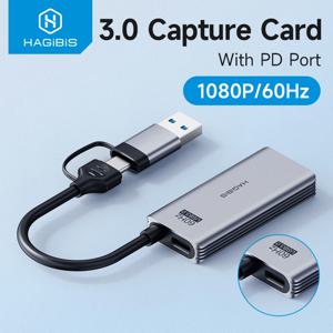 Hagibis USB 3.0 비디오 캡처 카드, 100W PD 포함, 메타 퀘스트 3, 아이패드 HDMI에서 USB C 타입 게이밍 라이브 스트리밍 비디오 녹음기