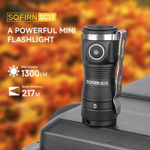 Sofirn SC13 SST40 LED 미니 전술 18350 손전등, 6000K 키체인 비상 토치 1300lm