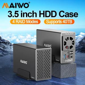 MAIWO 2 베이 HDD 도킹 스테이션, SATA-USB 3.0 하드 드라이브 도킹 스테이션, 3.5 인치 하드 드라이브 케이스용, 4 RAID 모드 케이스