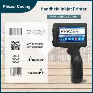 Phezer P17 휴대용 잉크젯 프린터 날짜 번호 만료 날짜 로고 QR 바 배치 코드 만료 날짜 12.7mm 라벨 프린터, 28 개 언어