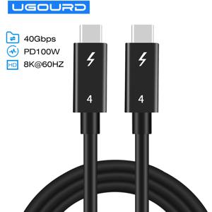 UGOURD 썬더볼트 4 동축 케이블, USB4 타입 C to 타입 C, 40Gbps PD, 100W 고속 충전 케이블, EGPU 아이폰 아이패드 맥북 에어용, 2m