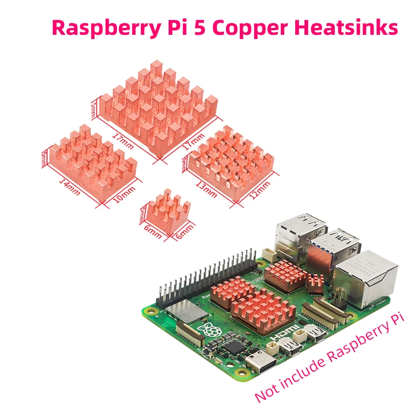 라즈베리 파이 5 구리 방열판 금속 라디에이터, 수동 냉각 패드 쿨러, RPI 5 Pi5 용