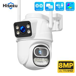 Hiseeu 4K 8MP PTZ 와이파이 IP 카메라 듀얼 렌즈 5X 줌 AI 인간 감지 ONVIF 무선 감시 CCTV 카메라 보안 보호