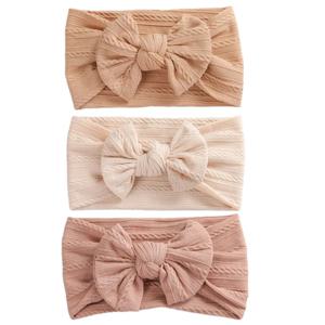 3 Pcs/세트 귀여운 Bowknot 아기 머리띠 터번 소프트 탄성 아기 소녀 헤어 밴드 신생아 헤어 밴드 머리 주소 키즈 헤어 액세서리