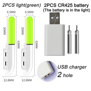 낚시 라이트 스틱 로드 LED CR425 3.6V 리튬 배터리 USB 충전 키트, 페스카 도구, 야광 태클, 야간 밝은 형광등