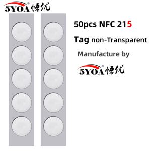 Ntag215 자체 접착식 NFC 라벨 태그 스티커, 13.56MHz ISO14443A 흰색 범용 215 RFID 휴대폰 사용 가능 접착 라벨