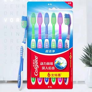 Colgate 칫솔 치아 청소 가족 커플, 고급 부드러운 중간 머리 여행 세트, 남녀 등 치아 청소, 6 팩