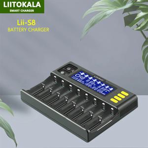 LiitoKala Lii-S8 8 슬롯 용량 확인, 9V LCD 배터리 충전기 포함, 18650 26650 21700 26700 18350 AA AAA용, 3.7V 1.2V